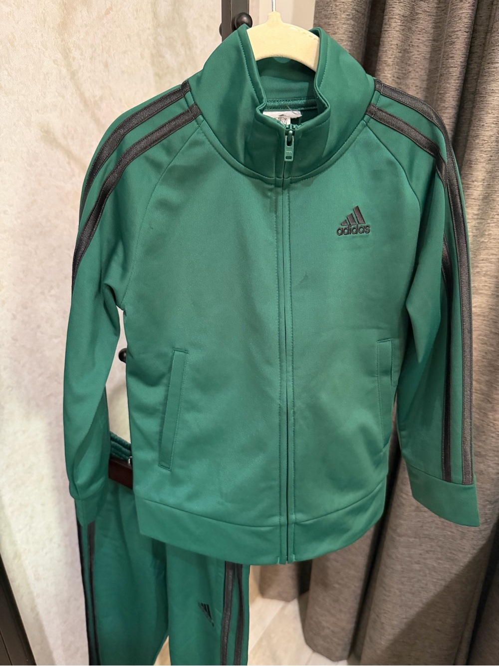 Adidas kids Green Track Jacket and pants set  with Signature Stripes